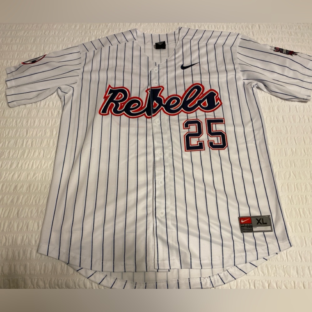 Inspired Ole Miss White baseball jersey #25 xl